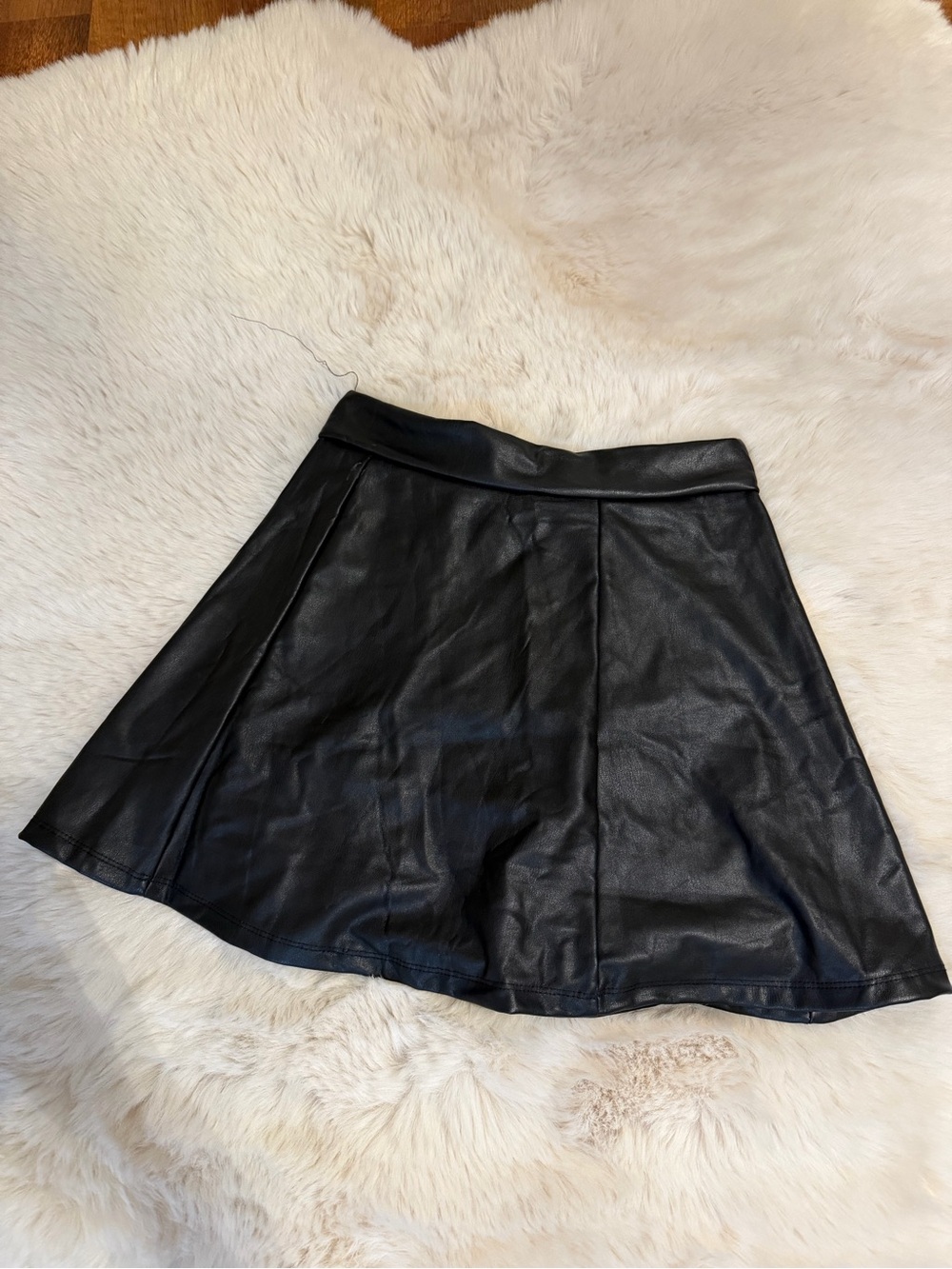 Black Faux Leather A-Line Mini Skirt